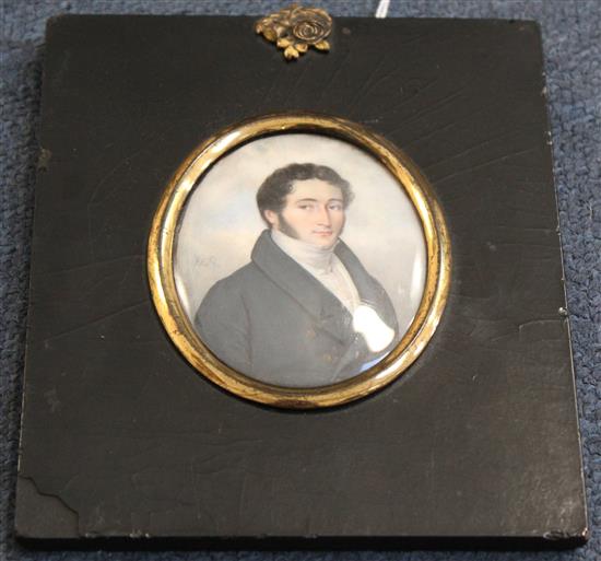 Sir William Charles Ross (1794-1860) Miniature self portrait, 3 x 2.25in.